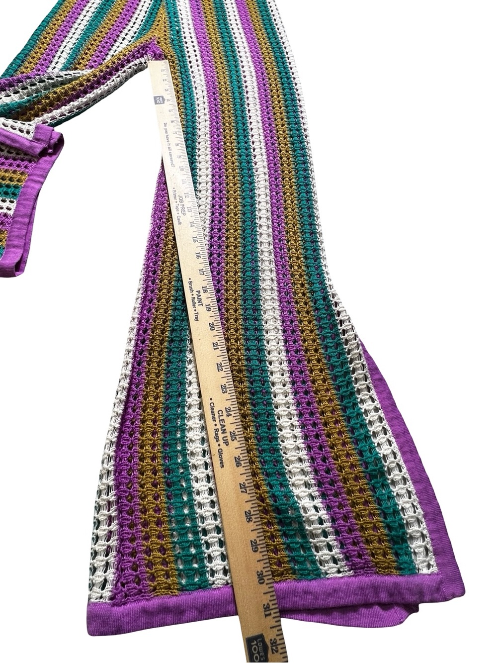 Hurley Crochet Beach Pants Striped purple Mesh Cover Up Wide Leg Women’s medium - Picture 5 of 11
